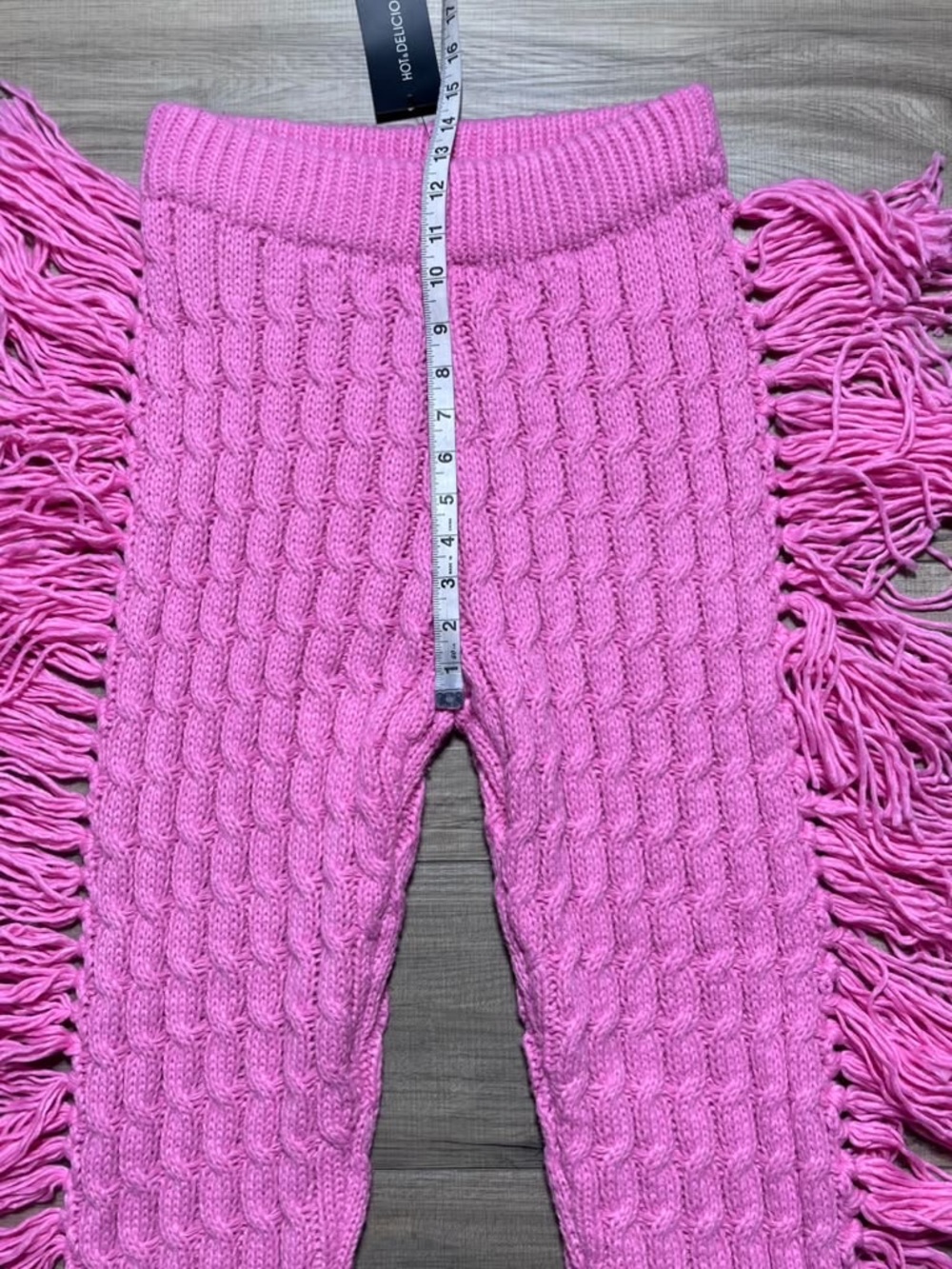 Hot & Delicious Womens Cable Knit Pull On Pants With Finge Size Medium Pink - Picture 4 of 9